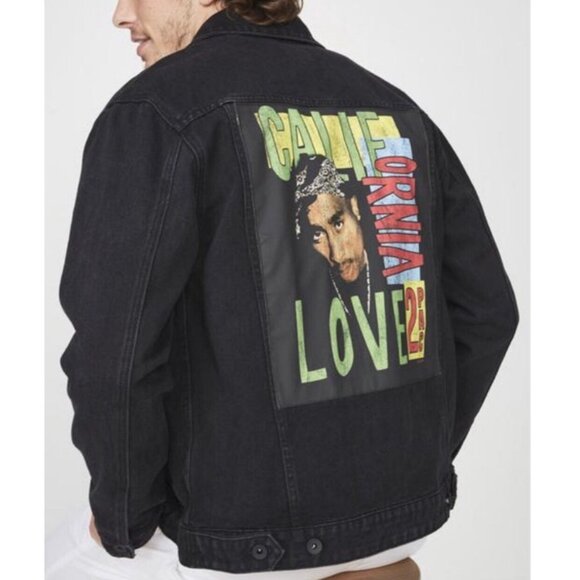 Tupac 2Pac California Love Cotton On Black Dark Denim Jacket - Unisex Small - Picture 3 of 9